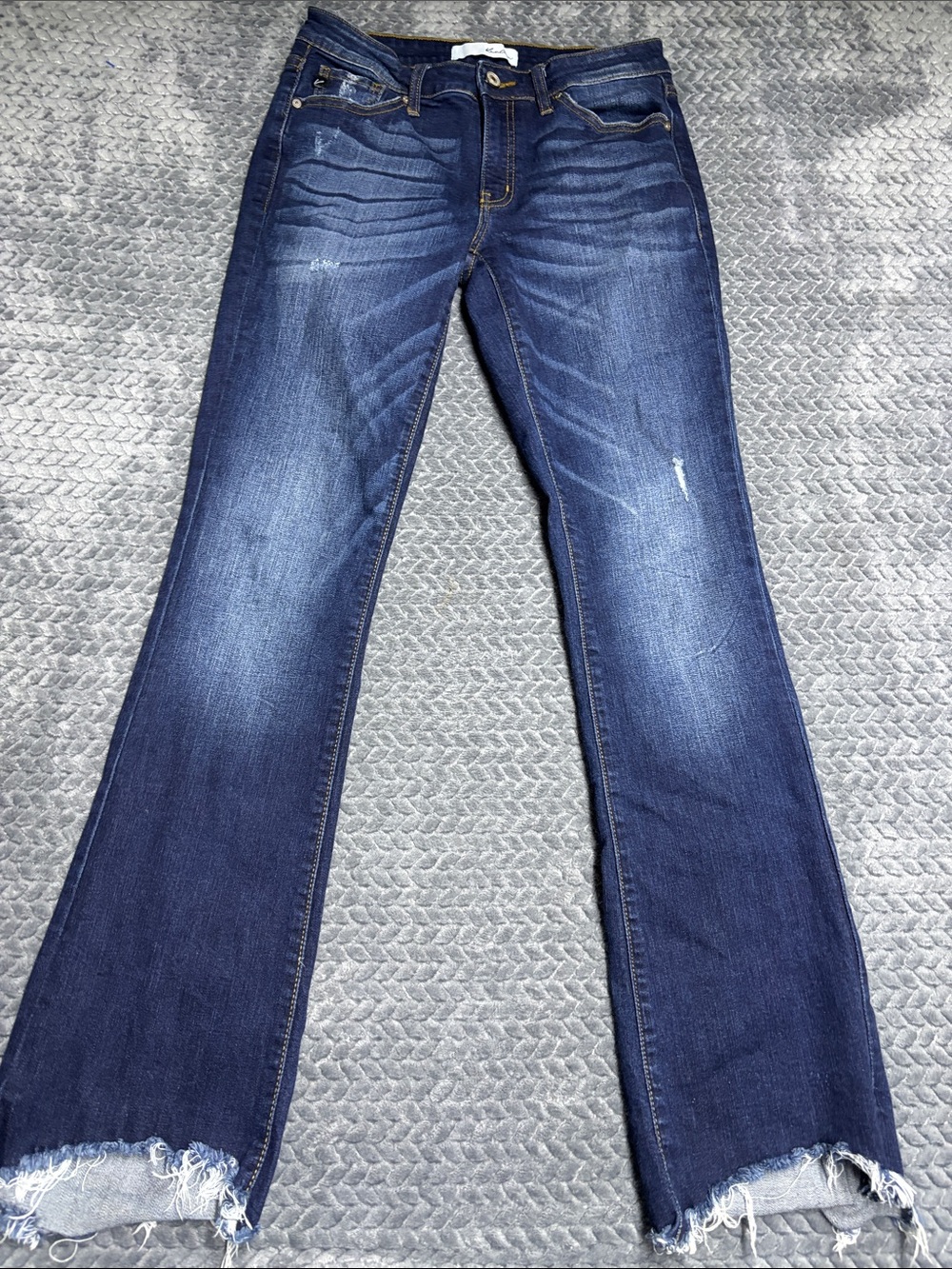 KanCan Dark Blue Distressed Bootcut Jeans